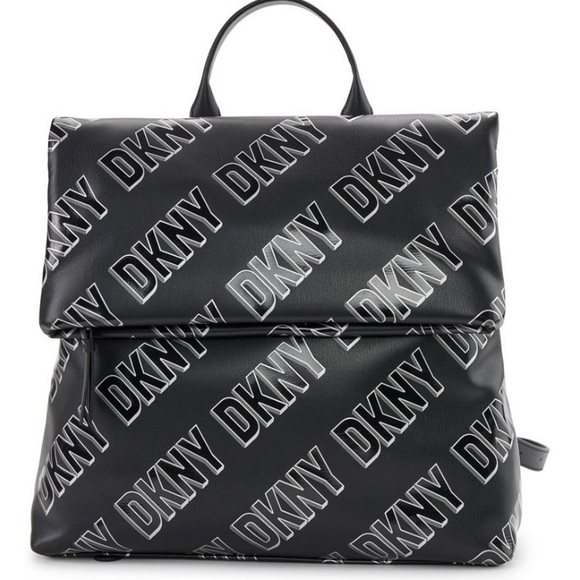 DKNY Tilly Fold Over Black Backpack Handbag - Picture 2 of 7